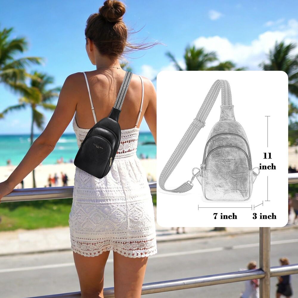 8996 Crossbody Sling Bags Fanny Packs Vegan Leather Purses Small Cross body - Picture 2 of 8